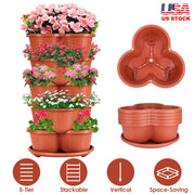 5 Tier Vertical Stackable Planter Garden Tower Stackable PlanterÊOutdoor Gardening Pots for Strawberries Flowers Herbs Vegetables