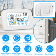 Wireless Weather Station With Clock 196FT Range Indoor Outdoor Thermometer Sensor Temperature and Humidity Monitor Humidity Forecast Battery Powered B