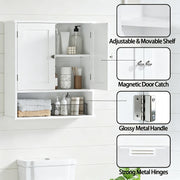 Wall Mounted Bathroom Cabinet with Adjustable Shelf & Doors