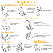 9Pcs Full Set Car Seat Covers For Auto Truck SUV Universal Front Rear Car Seats Headrest Protectors Split Bench Compatible