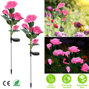 2Pcs Solar Powered Lights Outdoor Rose Flower LED Decorative Lamp Water Resistant Pathway Stake Lights For Garden Patio Yard Walkway