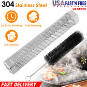 Pellet Smoker Tube 12" Stainless Steel BBQ Grill Smoker Tube Pipe For Wood Chips Cold Hot Smoking