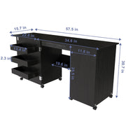 57.5" Foldable Sewing Machine Table with Storage & Casters
