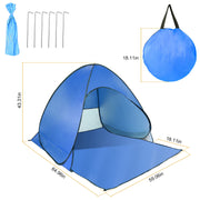 Pop Up Beach Tent Sun Shade Shelter Anti-UV Automatic Waterproof Tent Canopy for 2/3 Man with Net Window Storage Bag for Outdoor Beach Camping Fishing P