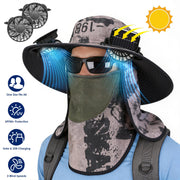 Solar Fan Hat with UPF50+ Sun Protection and Neck Flap