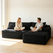 96" L-Shaped Sectional Sofa with Chaise in Plush Corduroy