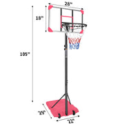 Kids Basketball Hoop Adjustable 5.6-7ft with Wheels