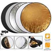 22.8In 5 In 1 Photography Light Reflector Collapsible Multi Disc Round Light Diffuser w/ Storage Bag Translucent Silver Gold White Black 5 Colors Refl
