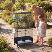 46-Inch Bird Cage with Wooden Perches and Lockable Wheels