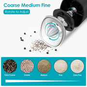 Electric Salt and Pepper Grinder Automatic Gravity Sensor Battery Powered Salt Mill LED Indicator Adjustable Coarseness One Hand Easy Operation