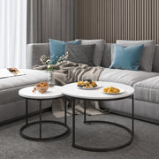 Nesting Coffee Table Set of 2 with Marble Pattern Tops