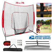 7x7ft Baseball Softball Teeball Practice Net Batting Hitting Pitching Training Net w/ Bow Frame Carrying Bag for Solo Team Training