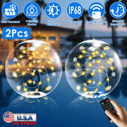 2Pcs Floating Pool Lights 14in Solar Powered Pool Balls IP68 Waterproof InflatableÊPool Decoration Lights with Remote Control 3 Light Modes Timer Adju