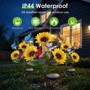 Solar Sunflower Lights with Butterfly Accents - 4 Pack