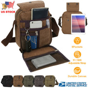 Unisex Crossbody Bags Canvas Phone Tablet PC Shoulder Bag Credit Card Key Messenger Purse