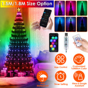 4.9FT 166Pcs LED Lights Collapsible Christmas Tree Light with Remote App Control IP65 Waterproof Customized Multi-Color Mode Timer Setting Work with A