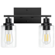 2 Light Wall Sconce Lighting with Clear Glass Shade Bathroom Vanity Lamp Fixture Modern Mounted Light for Porch Mirror Living Room Bedroom Hallway