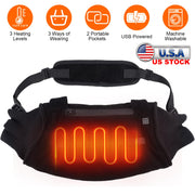 Electric Heated Hand Muff Hand Warmer Pouch Heated Waist Pouch for Winter with 3 Heating Levels Indoor Outdoor Machine Washable