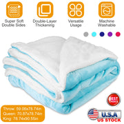 Fleece Throw Blanket Warm Soft Flannel Bed Cover Cuddly Cozy Sofa Travel Car Blanket with  Queen King Throw Size Optional