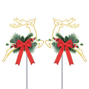 2-Pack LED Christmas Reindeer Pathway Stake Lights – Battery Powered