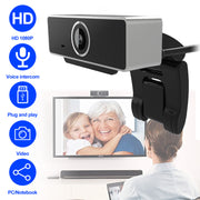 FHD 1080P Webcam USB PC Computer Webcam Auto Focus with Microphone 60-Degree Widescreen Desktop Laptop Webcam Live Streaming Webcam with Rotatable Cli