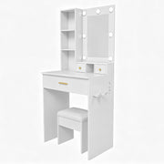 Vanity Desk Set with LED Lighted Mirror & Padded Stool