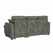 Sleeper Sofa with Pull-Out Bed, L-Shaped Sectional Couch with Reversible Chaise and Storage, Foil Fabric Upholstered Sof