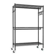 Rolling Clothes Rack with Shelves and Lockable Wheels