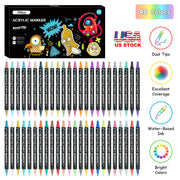 Dual Tip Acrylic Paint Markers Set - Water-Based & Quick-Dry