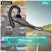 Unilateral Wireless V5.1 Business Earpiece with Charging Case Rechargeable Wireless in-Ear Headset with Hook for Car Driving Phone Call Office