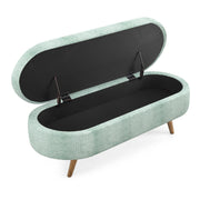 Oval Storage Ottoman Bench with Rubberwood Legs