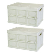 2Pcs 30L Collapsible Storage Bins With Dustproof Lid Waterproof Interior Bag Handle Stackable Storage Box Container Utility Organizer Crate For Campin