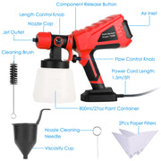 750W Electric Paint Sprayer Handheld HVLP Spray Painter Painting Spray Gun For Fences Brick Walls with  3 Spray Patterns 1000ML Detachable Cup