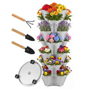 7-Tier Stackable Vertical Planter with Wheels and Drainage