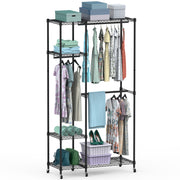 4-Tier Heavy-Duty Clothing Rack – Wheeled Steel Wardrobe Organizer