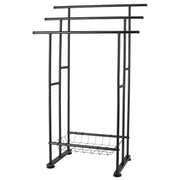 3-Tier Freestanding Towel Rack with Storage Basket - Black