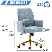 Mid-Back Velvet Office Chair with Memory Foam Cushion