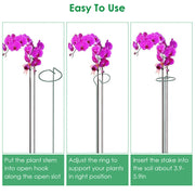 10Pcs 10in Plant Support Stakes Garden Flower Single Stem Support Stake Iron Plant Cage Support Ring For Tomatoes Orchid Lily Peony Rose Flower Amaryl
