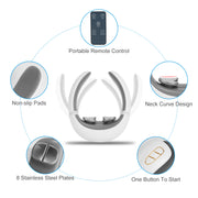 8-Head Cordless EMS Neck Massager – Heat, 6 Modes, 15 Intensities, Remote