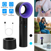 Portable Handheld Bladeless Fan Rechargeable Cooling USB Fan Desktop Use Fan w/ 3 Gears LED Indicator Cooling Fan