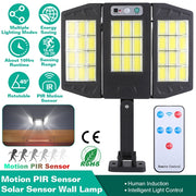 Solar Wall Light Outdoor – 33 COB LEDs with PIR Motion Sensor & Remote