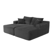 Sectional Couch with Double Chaise Lounge and Cup Holders