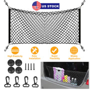 Trunk Cargo Net Stretchable Universal Elastic Truck Net Rear Seat Trunk Storage Organizer Net with Fasteners and Hardware Flexible Nylon Car Storage M
