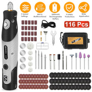 116Pcs 4V Cordless Rotary Tool Kit Power Rotary Tools with 5 Speeds 2000mAh Rechargeable Battery for Sanding Polishing Drilling Engraving Cutting Grin