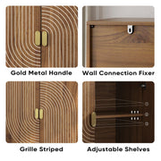 Walnut Buffet Sideboard Cabinet with Line Groove Doors
