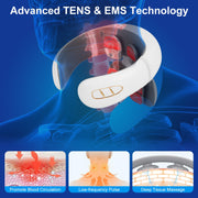 8-Head Cordless EMS Neck Massager – Heat, 6 Modes, 15 Intensities, Remote