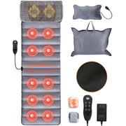 Full Body Electric Massage Mat with Heat Vibration Massage Pad Cushion Back Massage Mattress Chair Pad with Neck Massage Pillow with 10 Vibration Moto