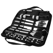 Stainless Steel BBQ Grill Tool Kit Grilling Utensil Accessories w/ Spatula Tongs Fork KnifeBrush Pepper Salt Shaker Bottle Grilled Skewers Corn Need