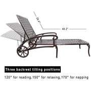 Aluminum Lounge Chair with Wheels & 3-Position Reclining Backrest