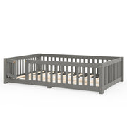 Montessori Floor Bed with Safety Guardrails and Lockable Door